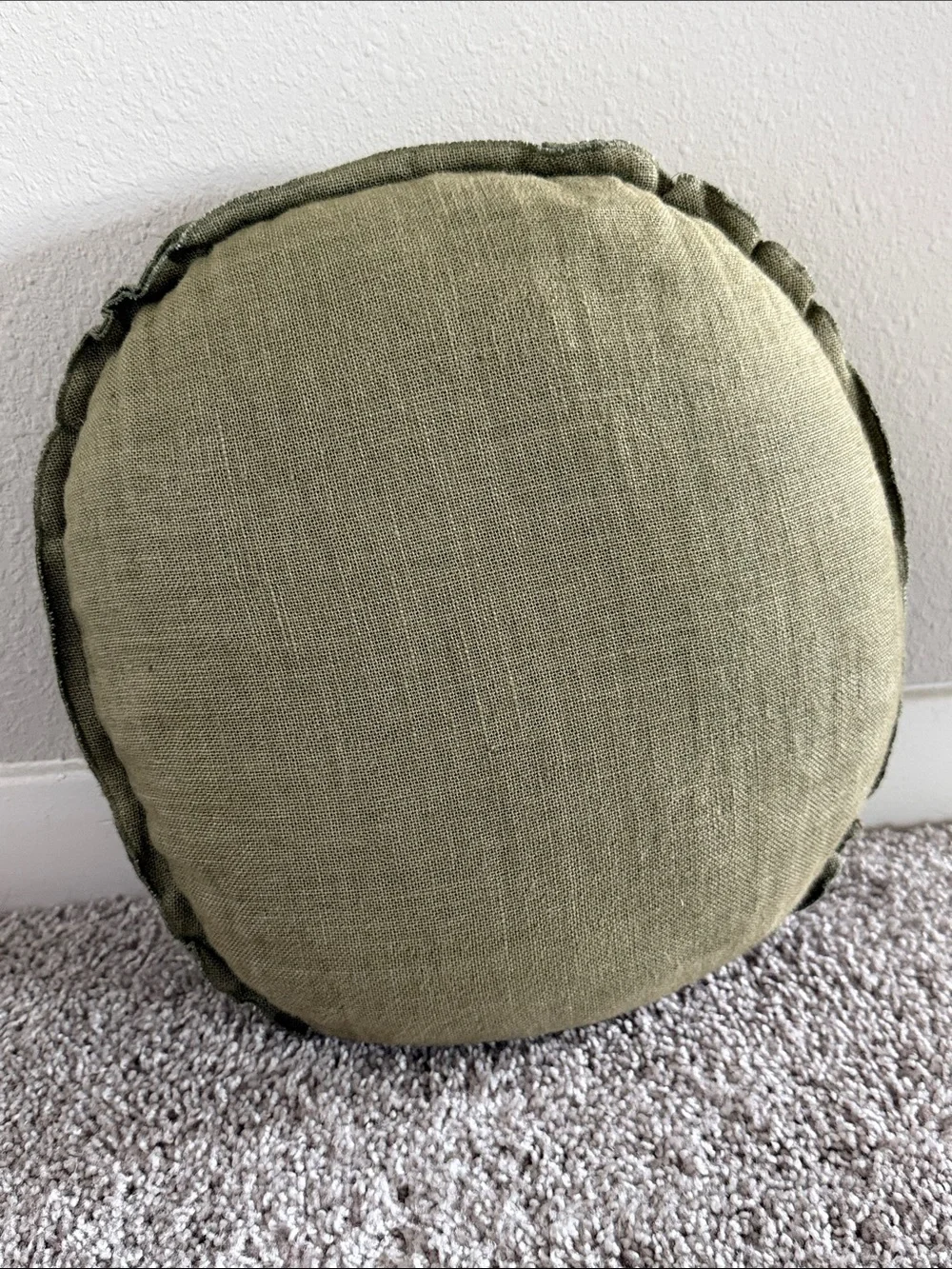Lulu and Georgia Arlo Olive Round Accent Pillow 14” Dia